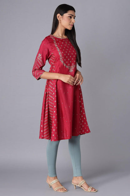 Persian Red Embroidered kurta - wforwoman