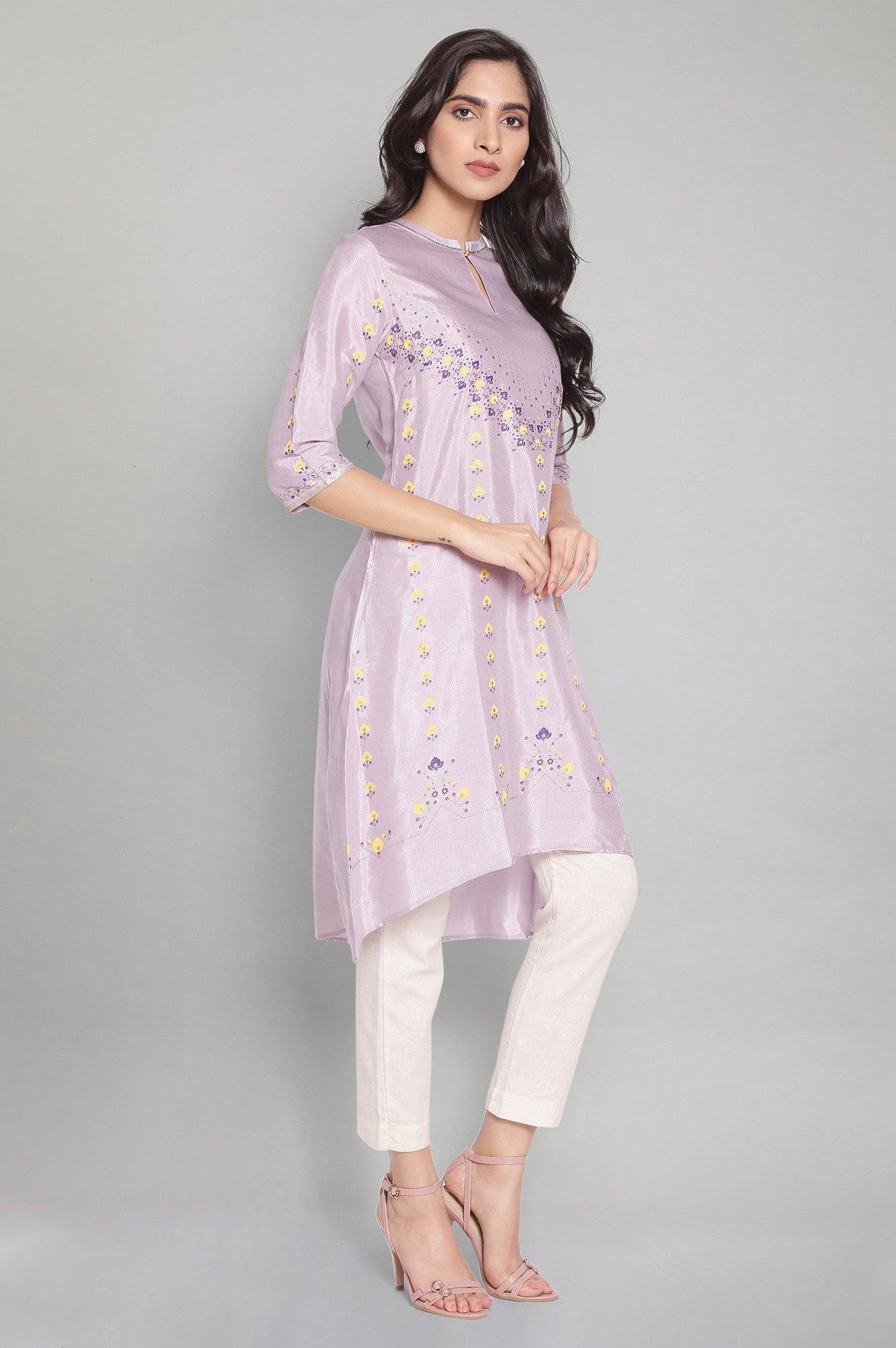 Light Purple A-line kurta - wforwoman