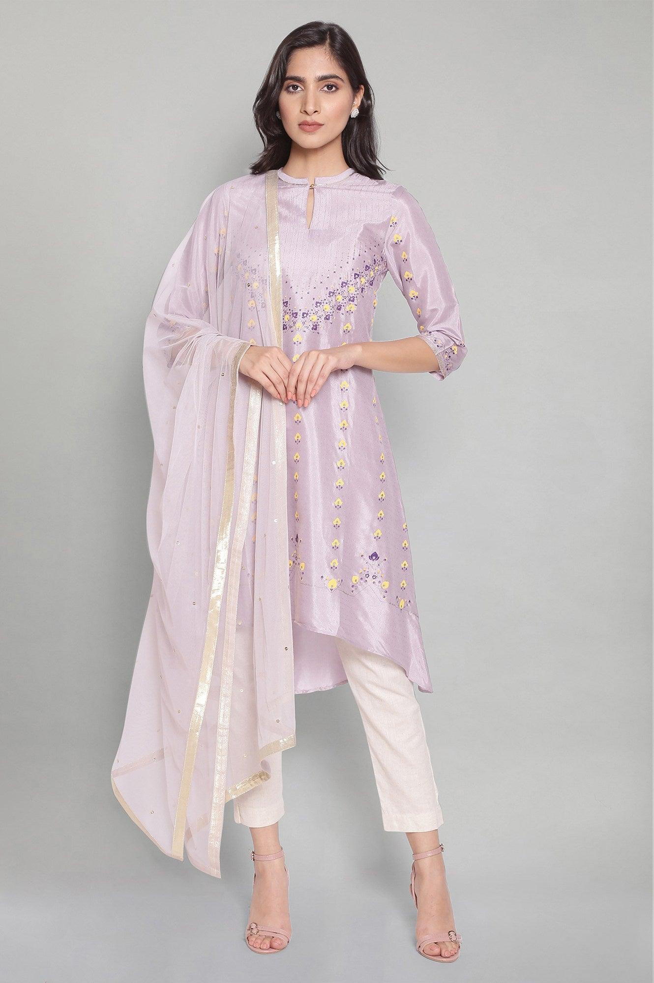 Light Purple A-line kurta - wforwoman