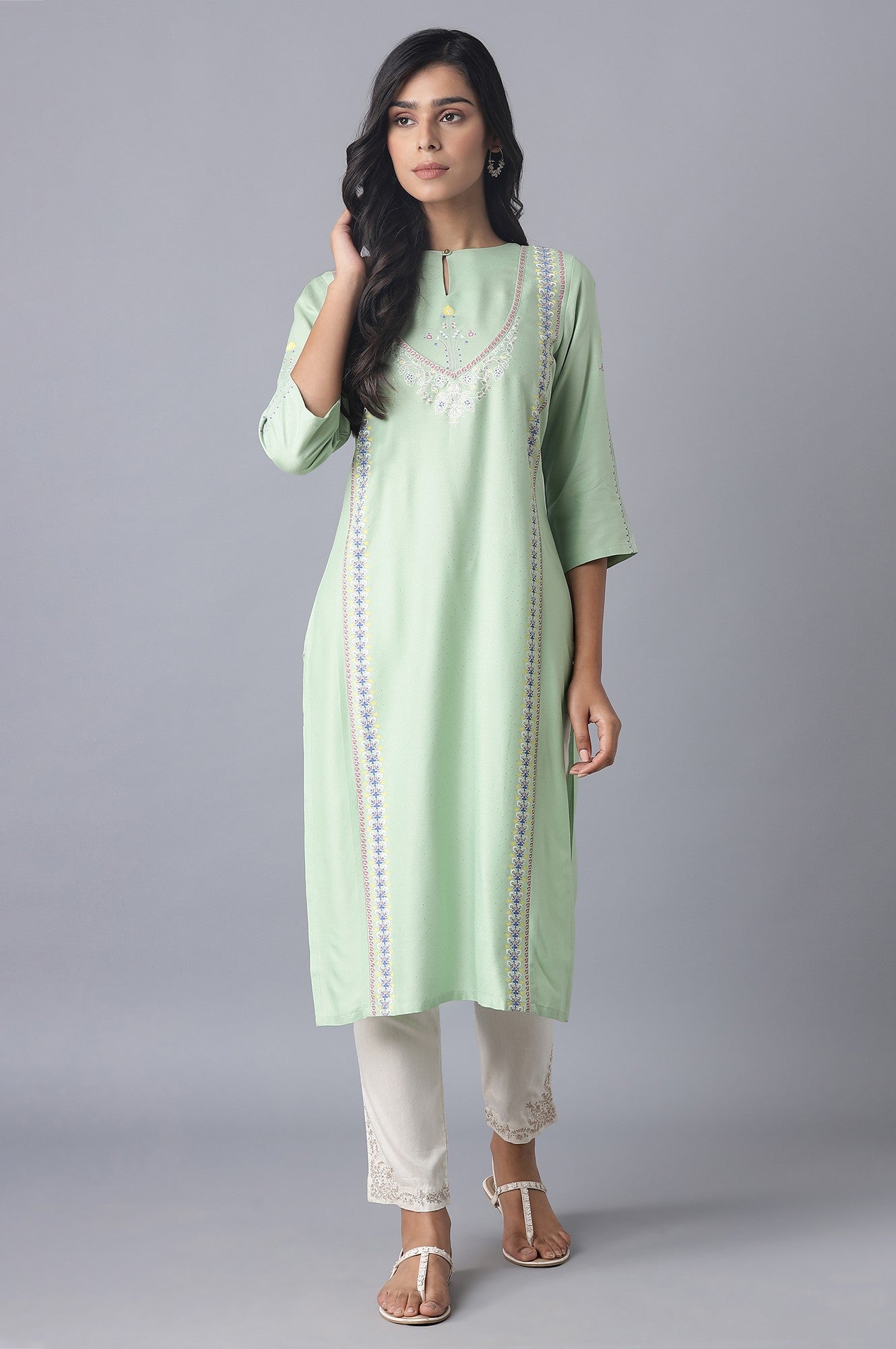 Mint Green Printed kurta