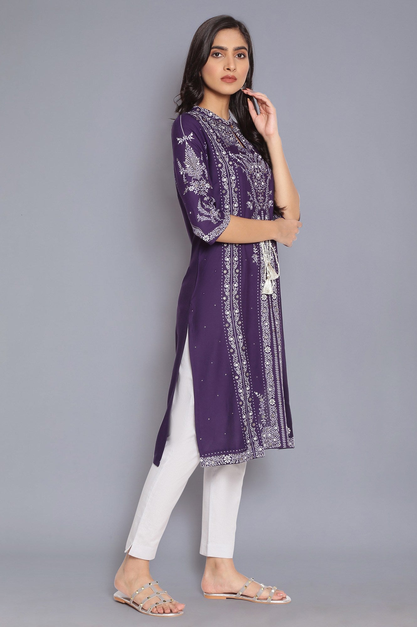 Deep Purple Printed kurta