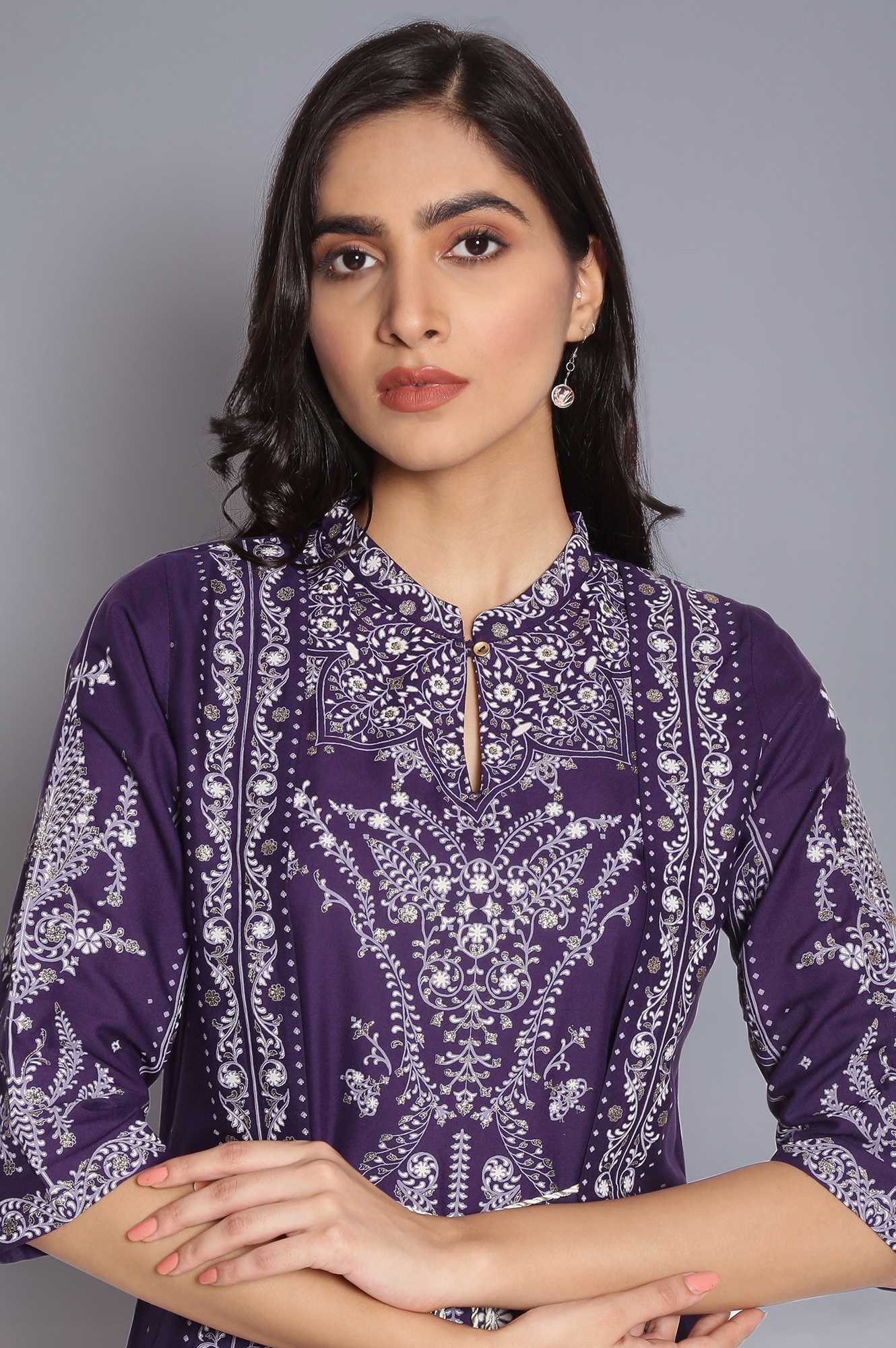 Deep Purple Printed kurta