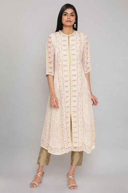 Ecru Printed kurta with Sequin