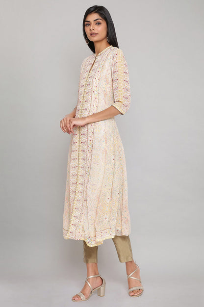 Ecru Printed kurta with Sequin