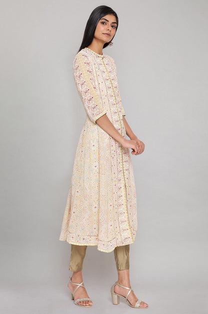 Ecru Printed kurta with Sequin