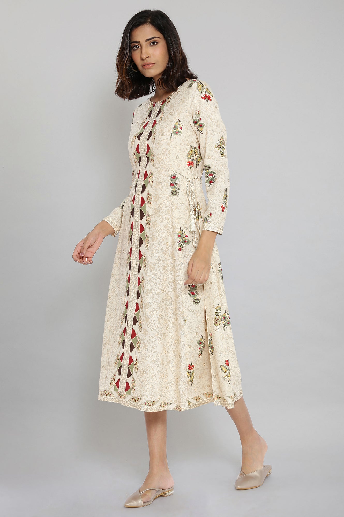 Ecru Printed kurta with Sequin