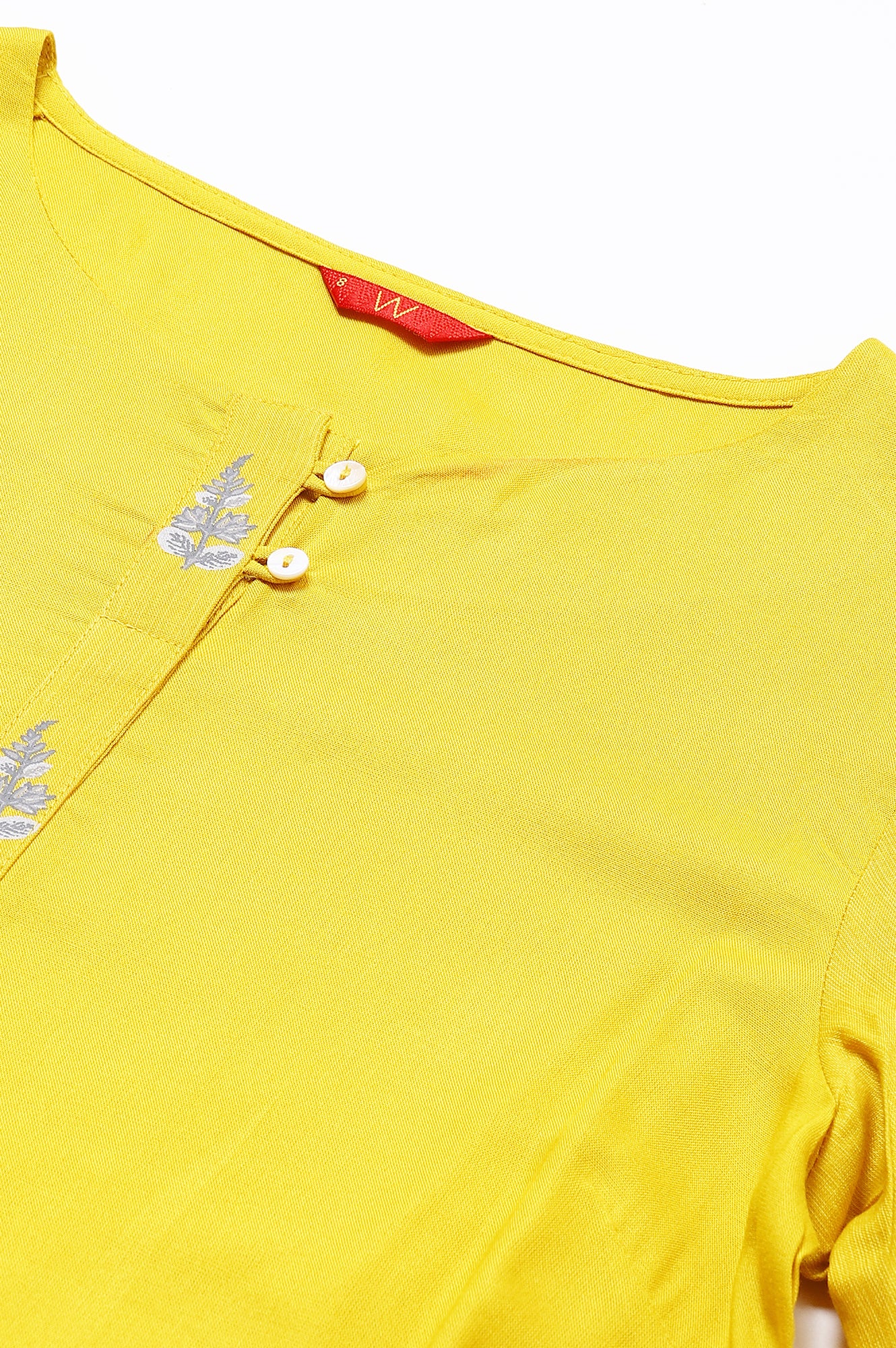 Yellow kurta With Printed Yoke