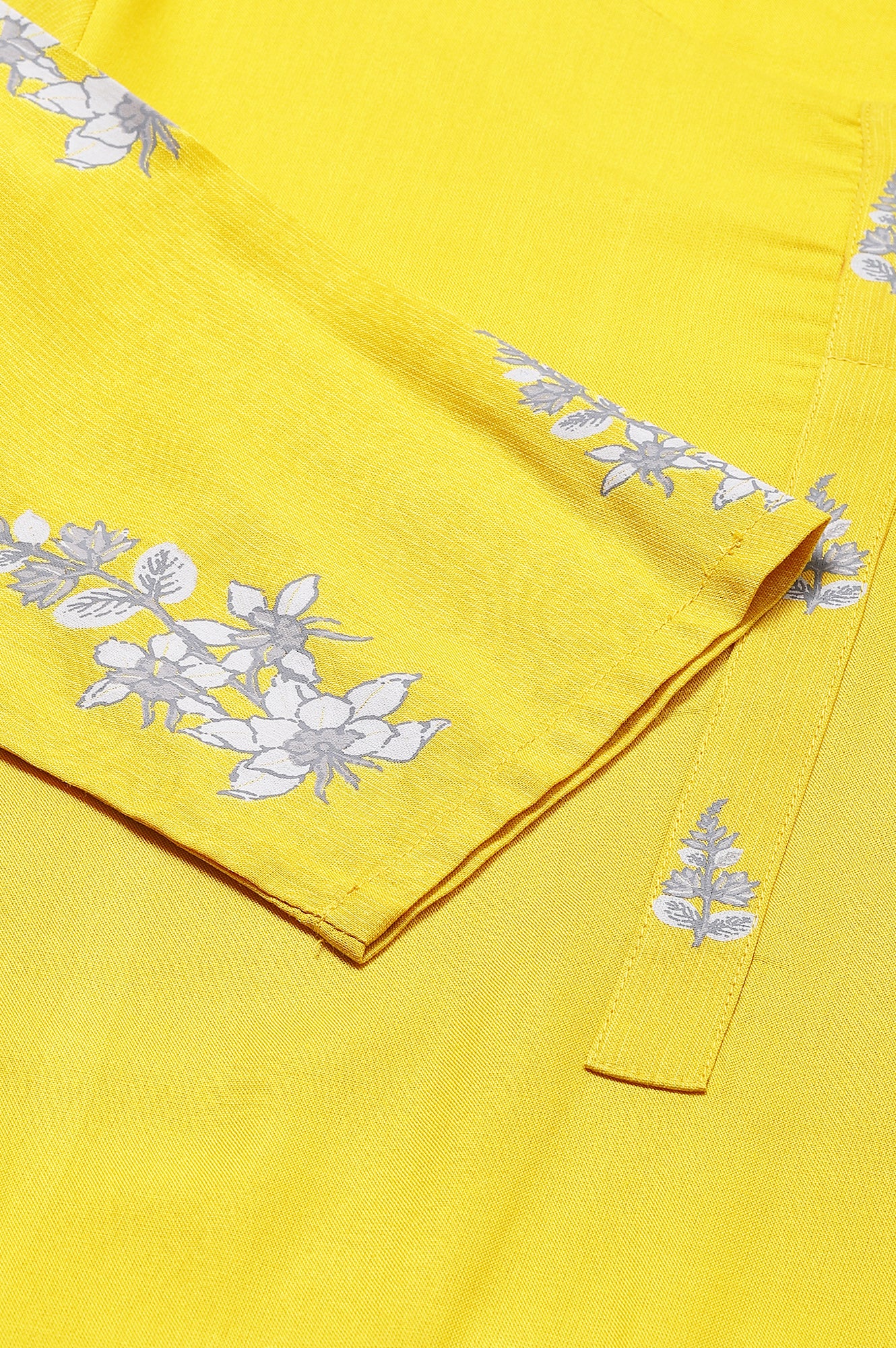 Yellow kurta With Printed Yoke