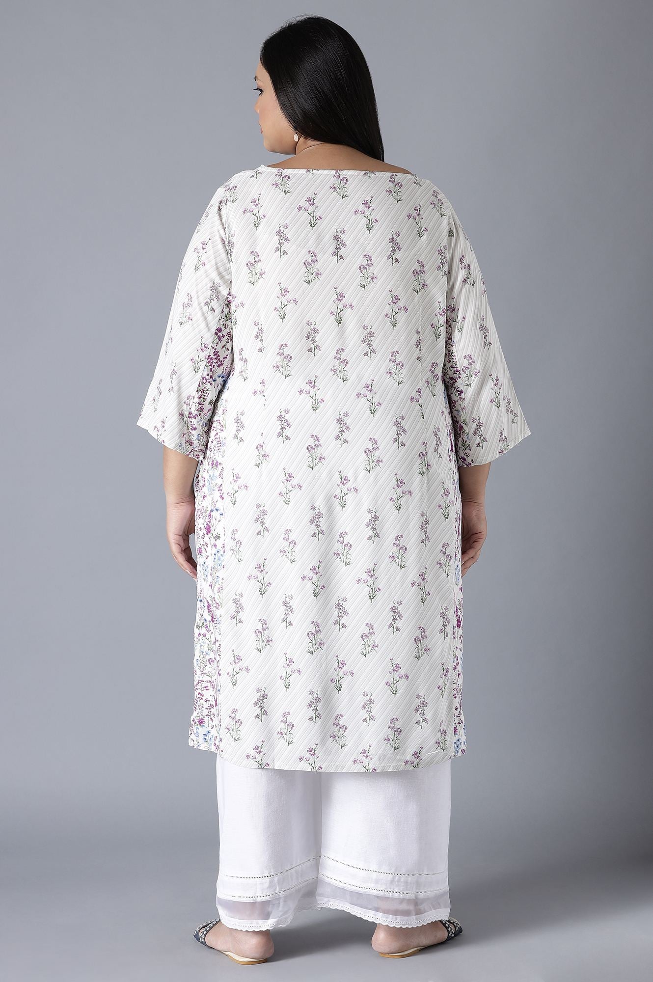 Ecru Print Blocking Panelled kurta