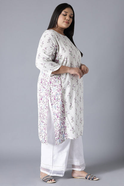 Ecru Print Blocking Panelled kurta