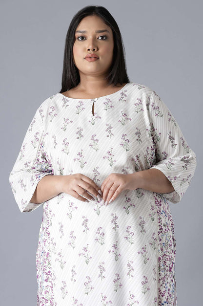 Ecru Print Blocking Panelled kurta