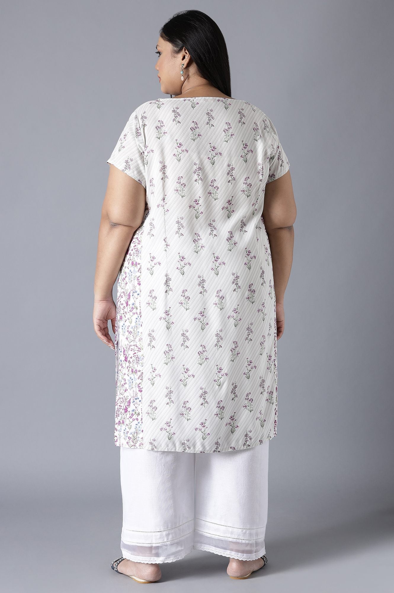 Ecru Print Blocking Panelled kurta