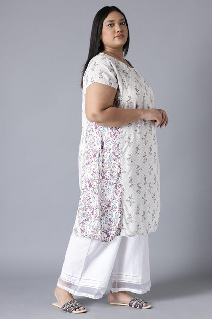 Ecru Print Blocking Panelled kurta