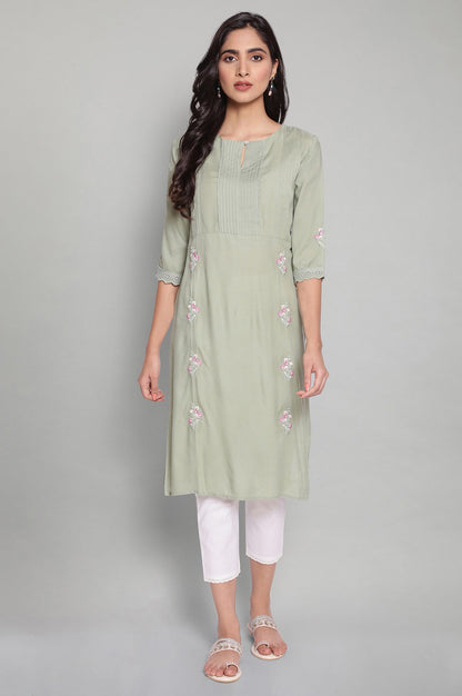 Cameo Green kurta with Embroidery