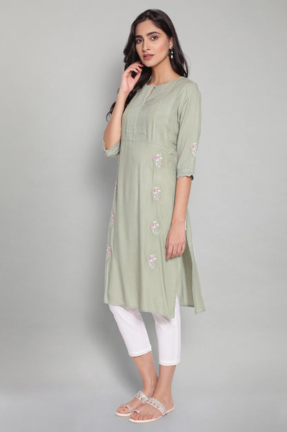 Cameo Green kurta with Embroidery