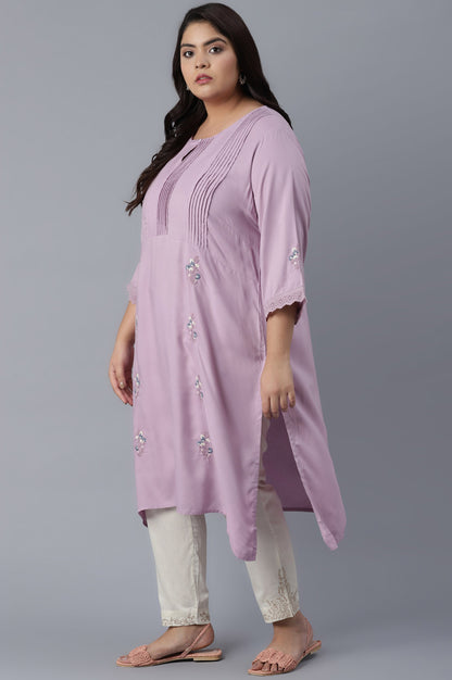 Purple kurta with Embroidery