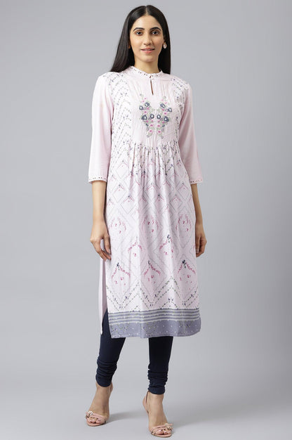 Orchid Pink Floral Print kurta - wforwoman