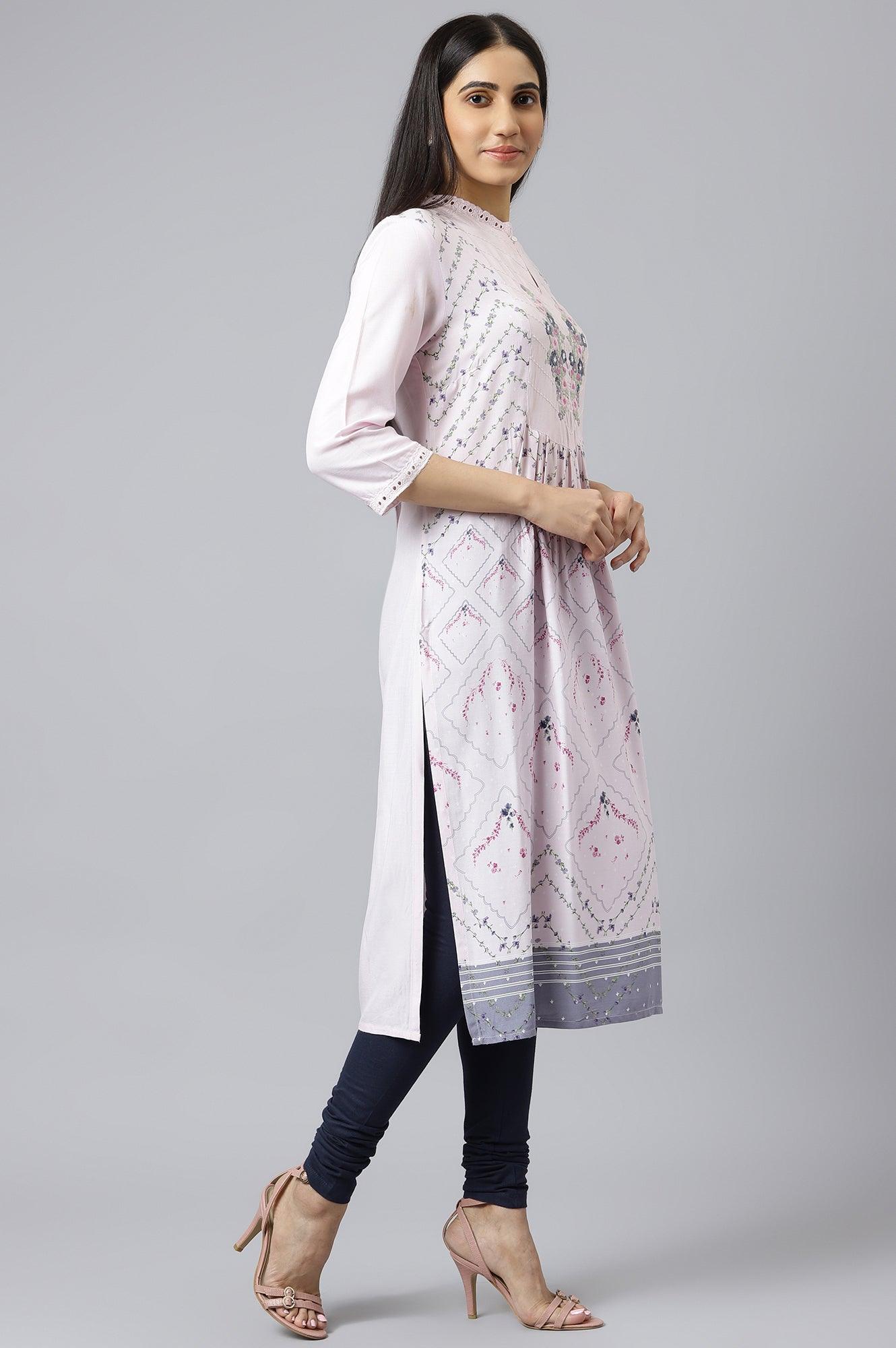 Orchid Pink Floral Print kurta - wforwoman