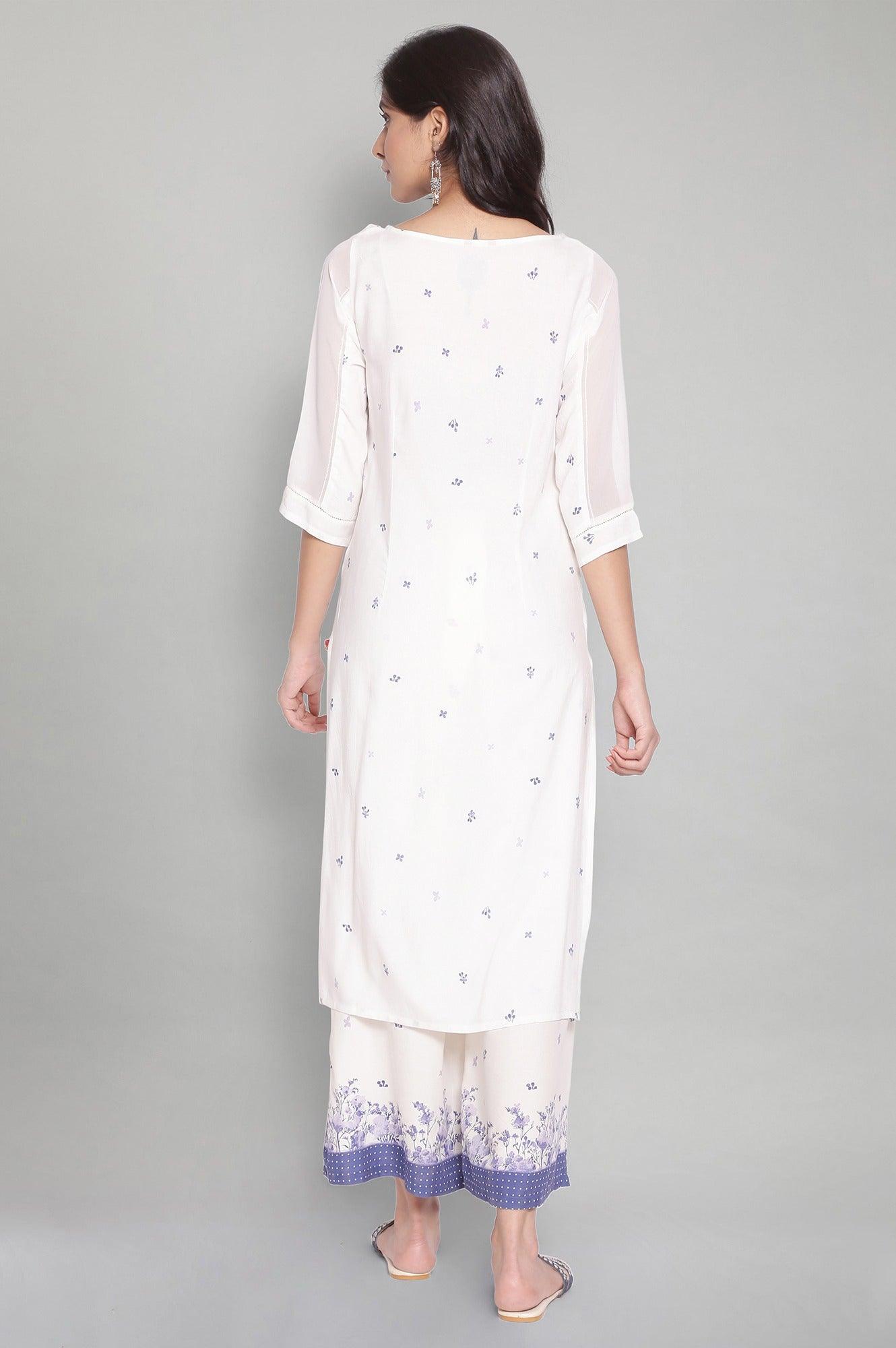 Ecru kurta with Lace Detailing - wforwoman