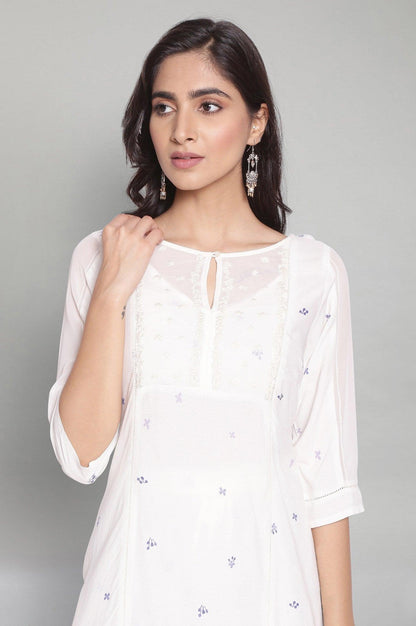 Ecru kurta with Lace Detailing - wforwoman