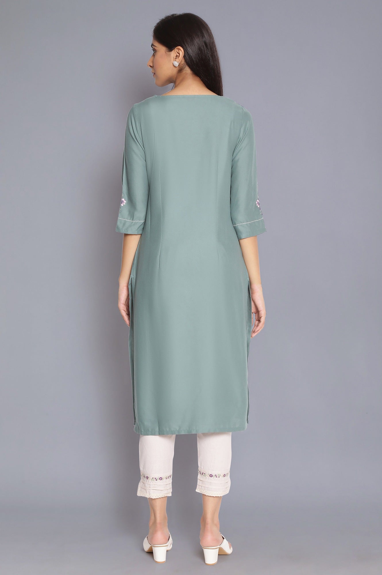 Spruce Green kurta with Embroidery