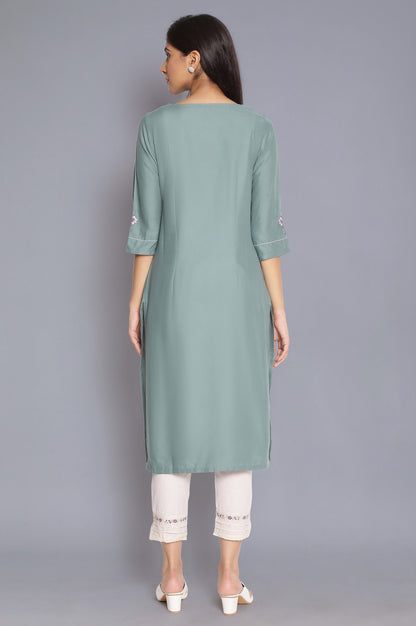 Spruce Green kurta with Embroidery