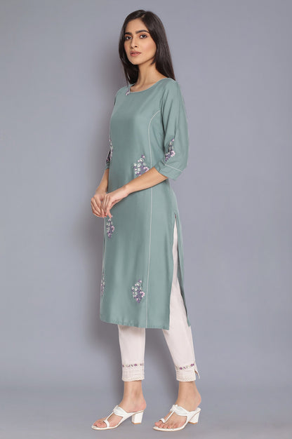 Spruce Green kurta with Embroidery