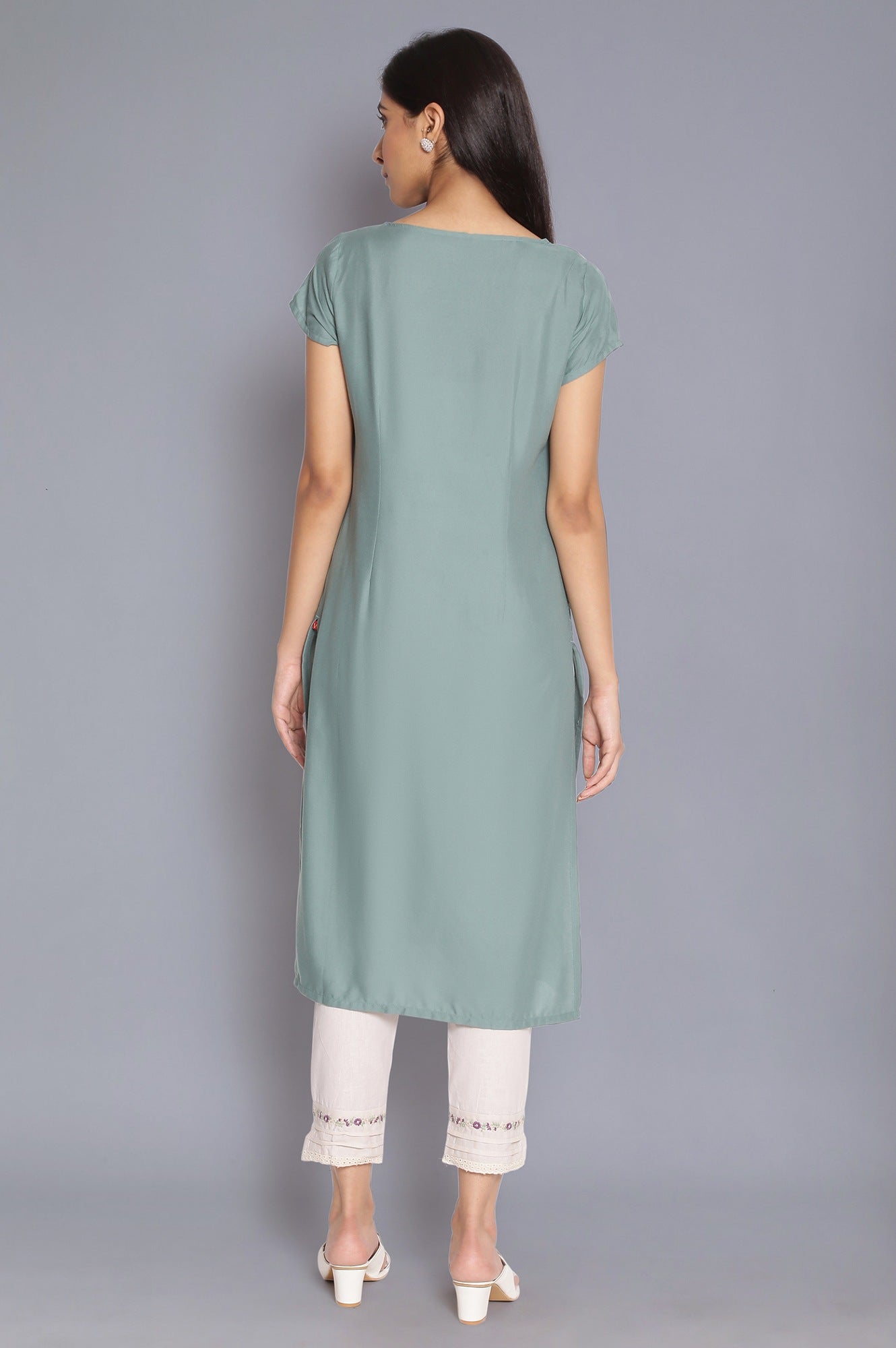 Spruce Green kurta with Embroidery