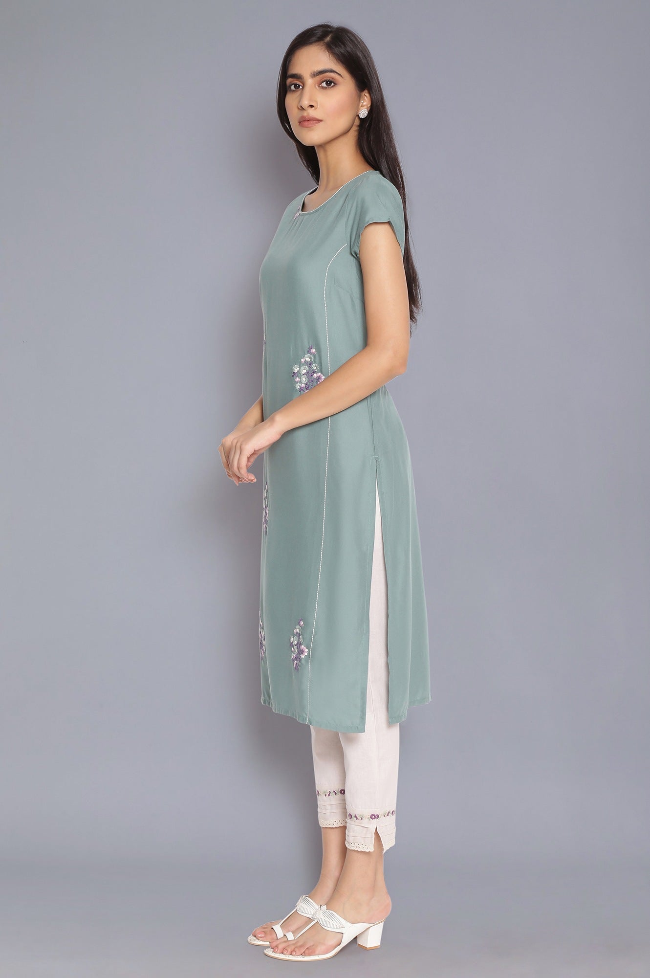 Spruce Green kurta with Embroidery