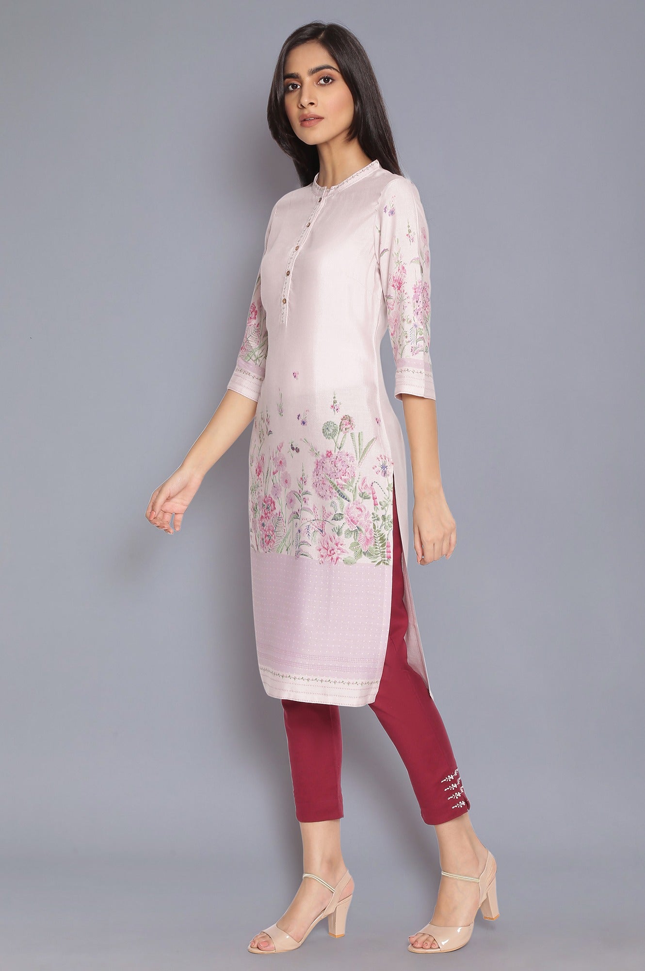 Light Pink Placement Print kurta