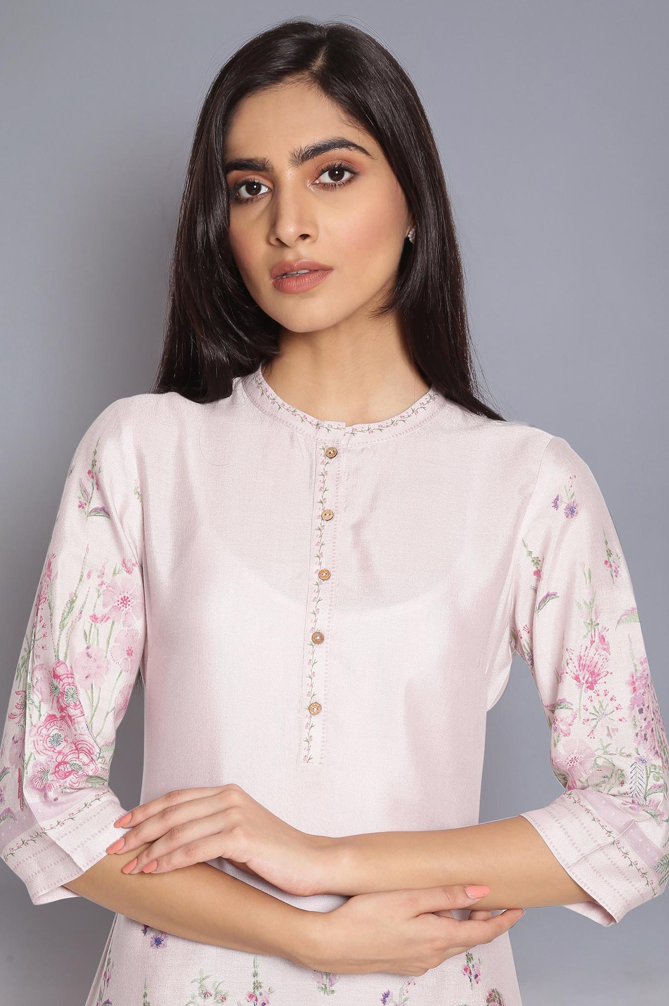 Light Pink Placement Print kurta