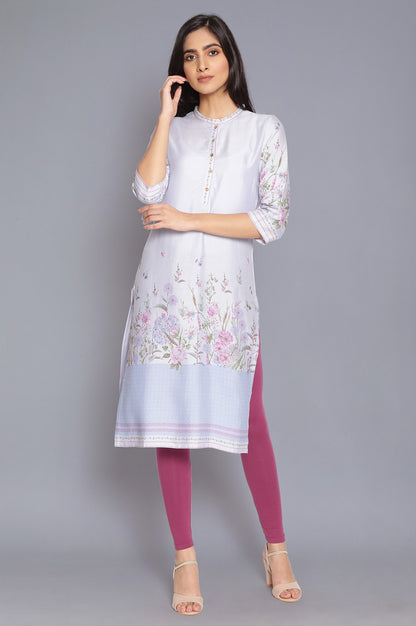 Light Blue Placement Print kurta