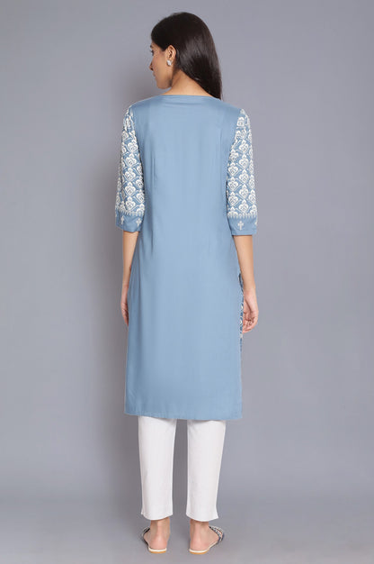 Blue Geometric Print kurta