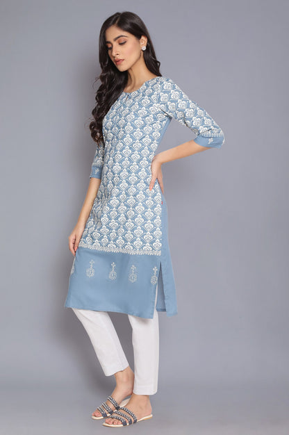 Blue Geometric Print kurta