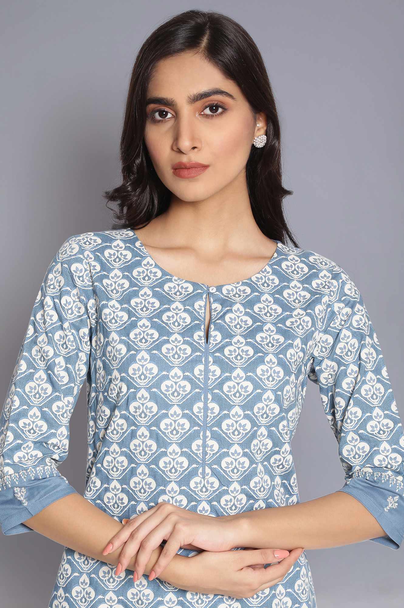 Blue Geometric Print kurta