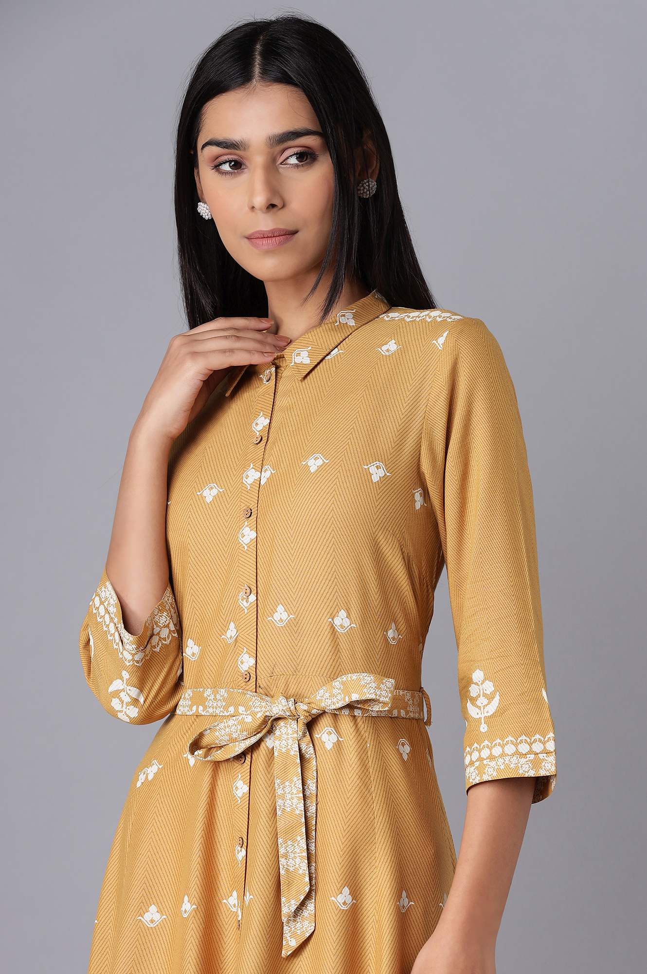 Yellow Flared Panelled Dress