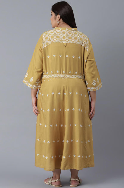 Yellow Flared Panelled Dress