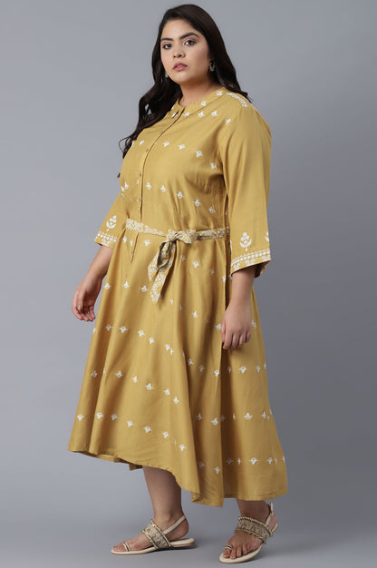 Yellow Flared Panelled Dress