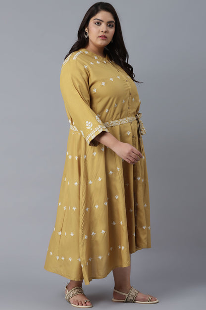 Yellow Flared Panelled Dress