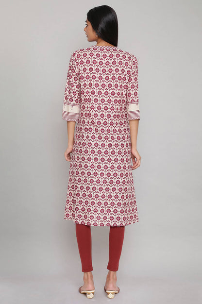 Maroon Printed Full Placket kurta