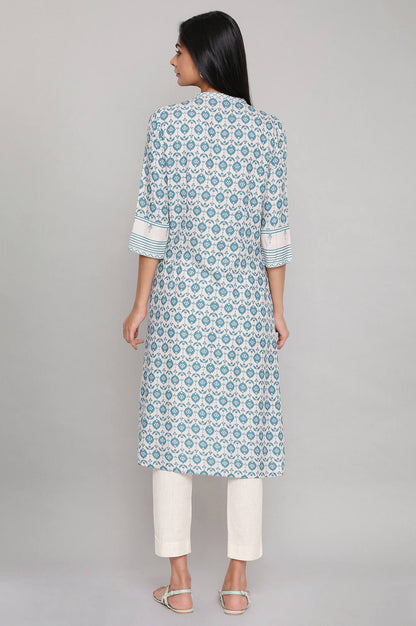 Light Blue Printed Full Placket kurta