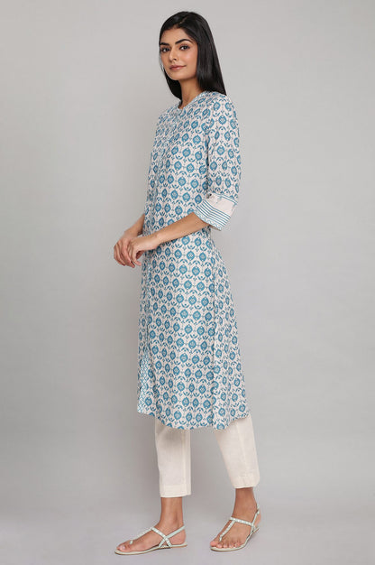 Light Blue Printed Full Placket kurta