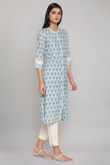 Light Blue Printed Full Placket kurta