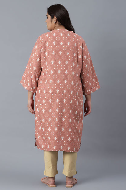 Light Pink Printed Button Down kurta