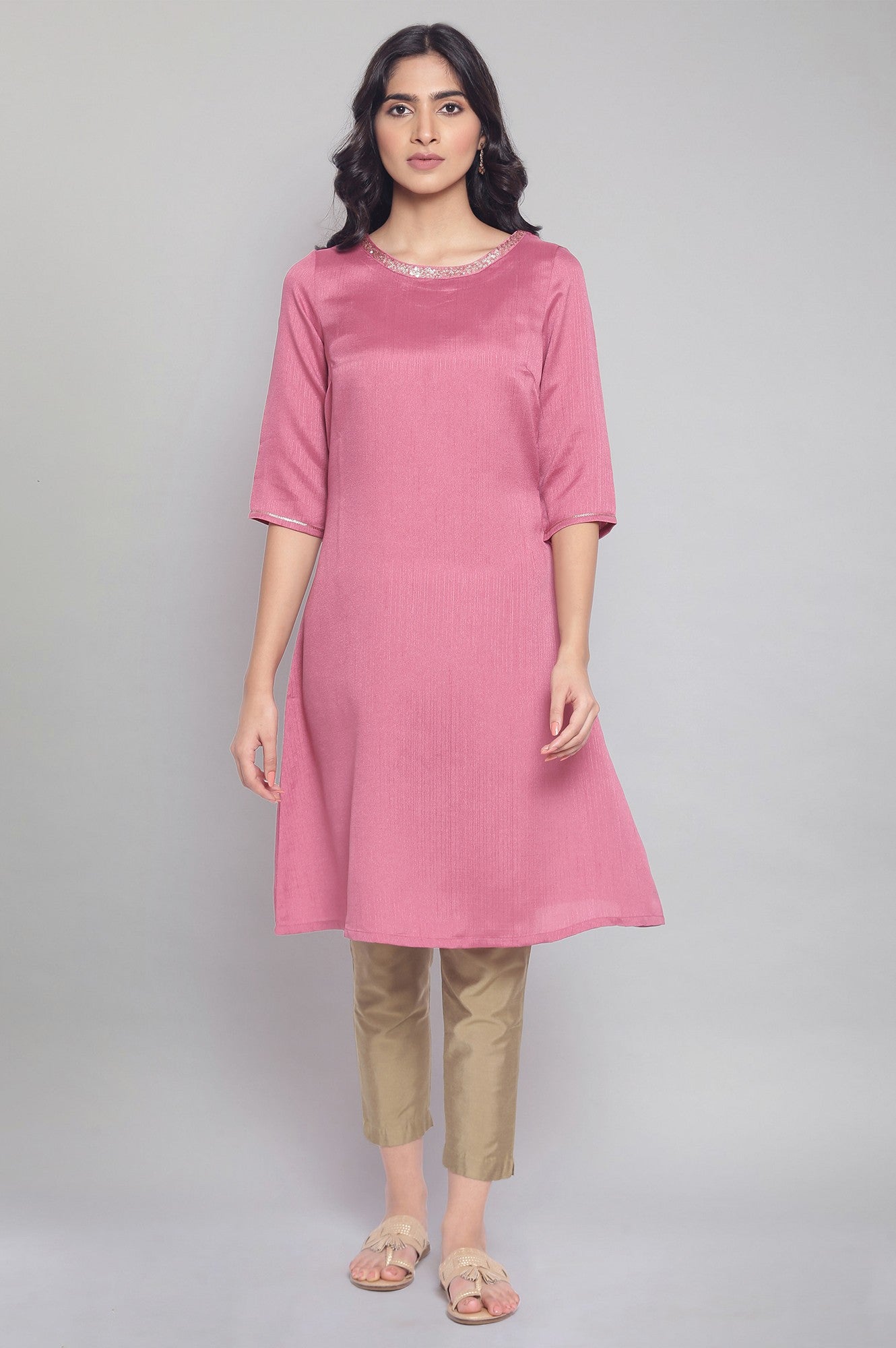 Rose Pink A-line kurta