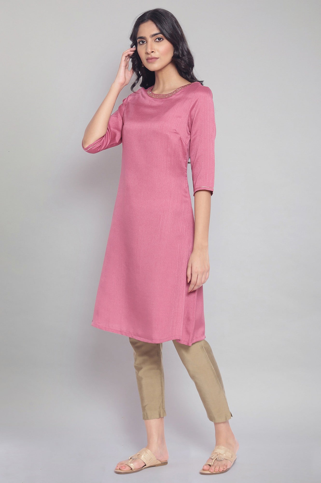 Rose Pink A-line kurta