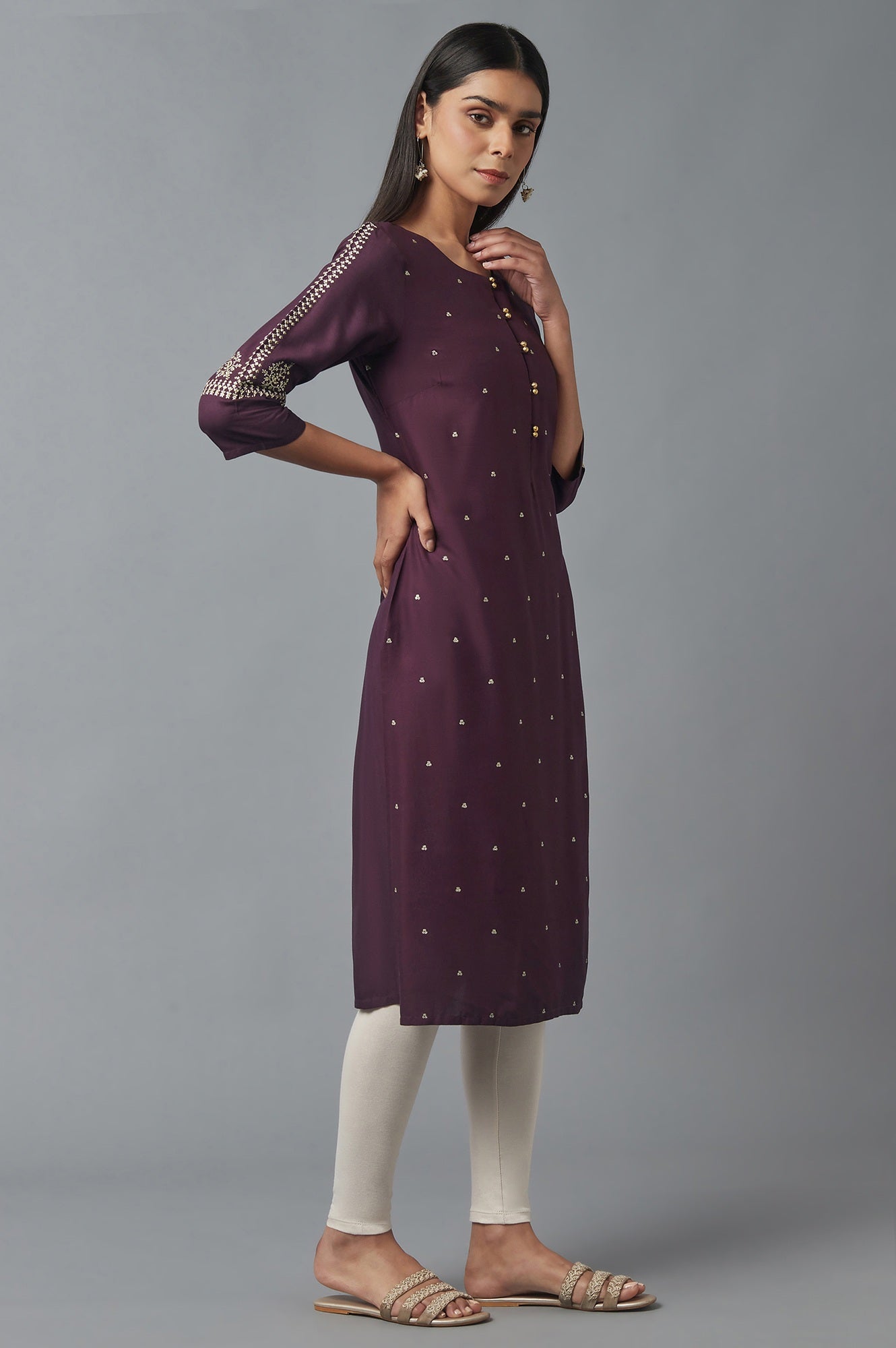 Purple kurta with Embroidery