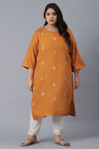 Orange kurta with Buti Embroidery