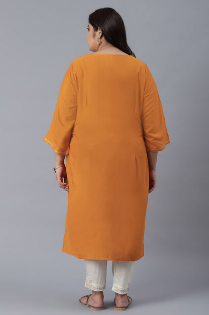 Orange kurta with Buti Embroidery