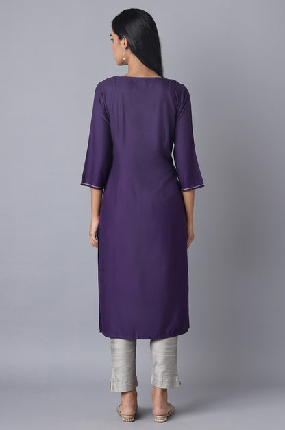 Purple kurta with Buti Embroidery